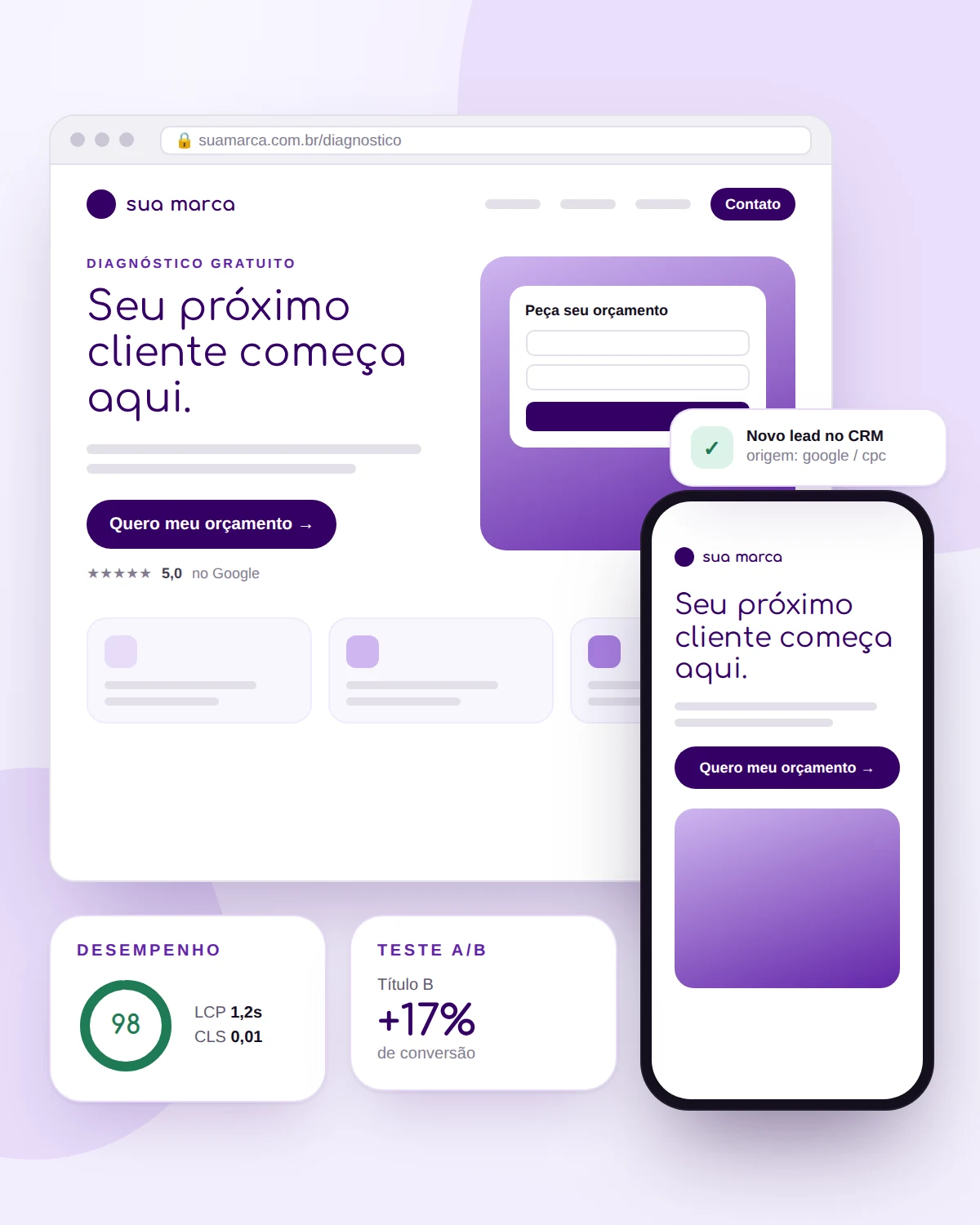 Ilustração do serviço de sites e landing pages da Agência AMU